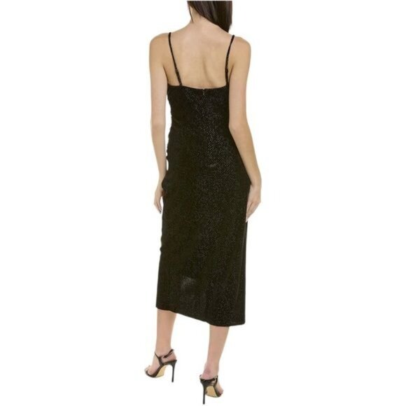 LAUNDRY BY SHELLI SEGAL Cocktail Velvet Sleeveless Midi Dress in Black Size 10 - Picture 3 of 9